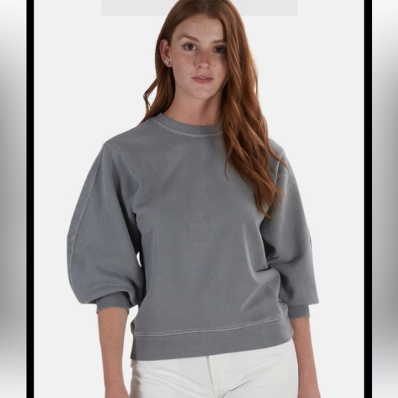 AGOLDE Thora 3/4 Sleeve Crewneck Sweatshirt Color-Zinc Size-Small NWOT - Picture 1 of 16